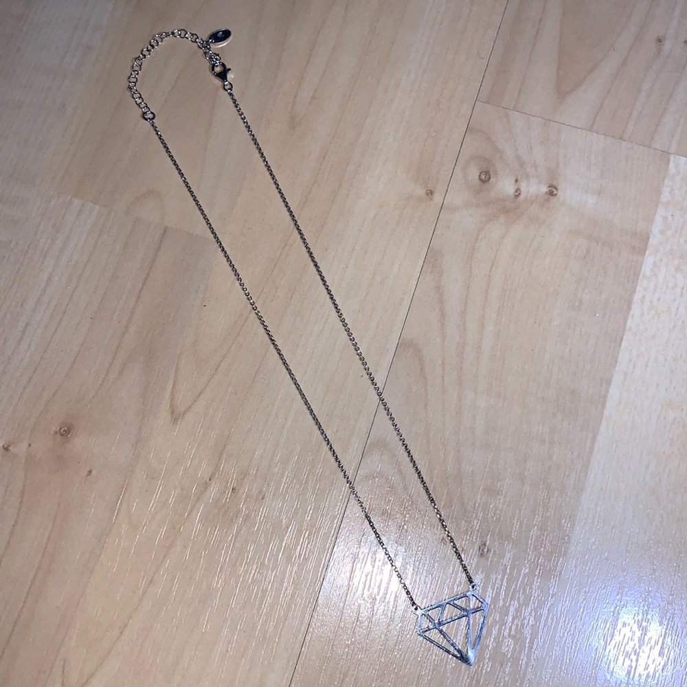 STERLING SILVER 926 Diamond Graphic Outline Necklace
